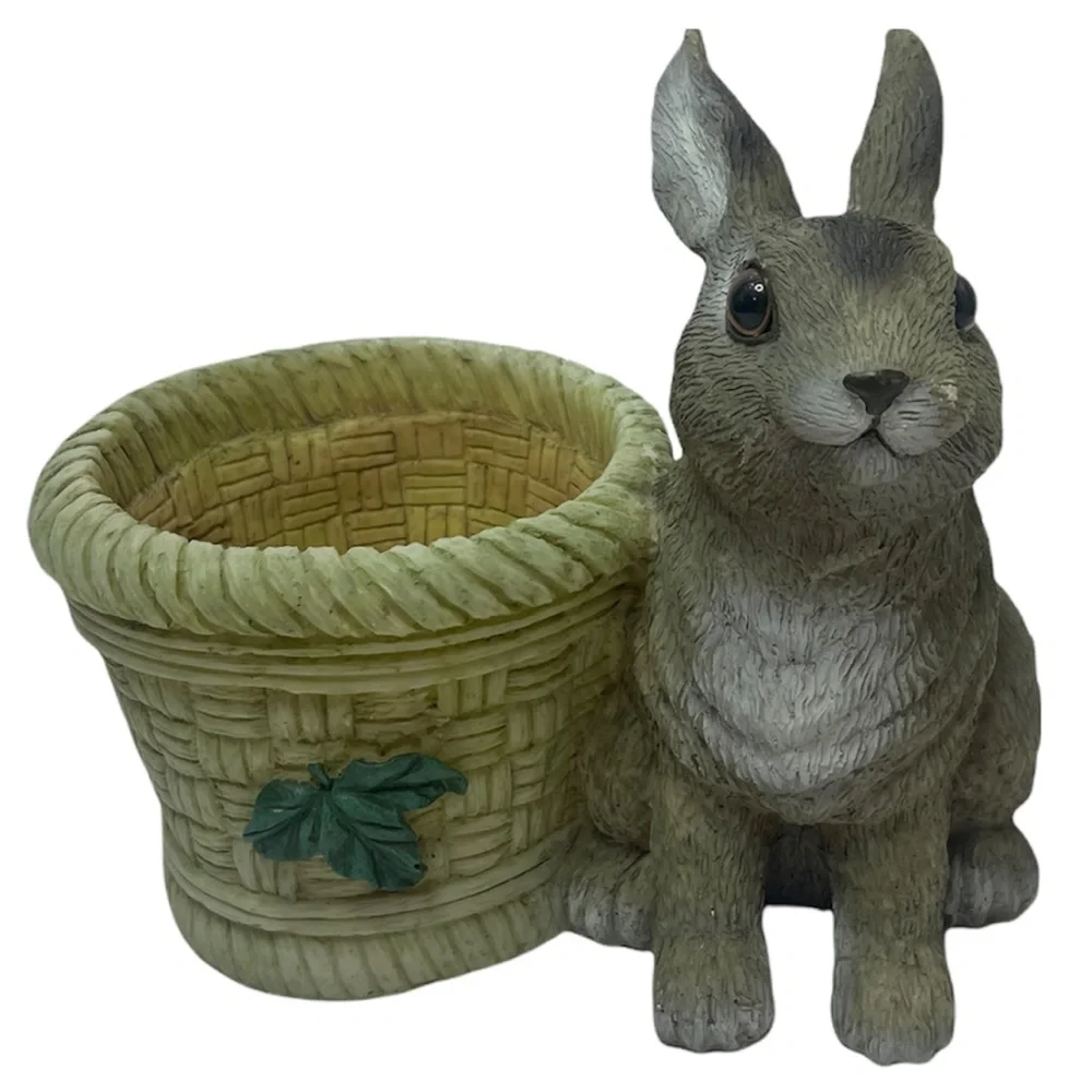 Vintage Rabbit Pot Planter Indoor Outdoor Resin Primitive Rustic Cottage Core